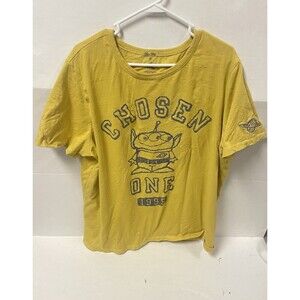 NEW‎ Disney Shirt Adult L Yellow Toy Story Chosen One 1995 Pizza Planet Alien